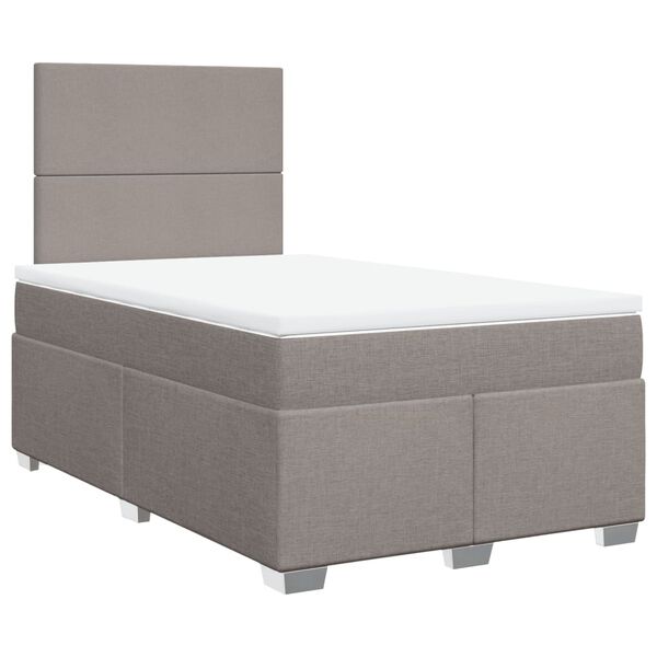 vidaXL Cama box spring con colch&oacute;n tela gris taupe 120x190 cm