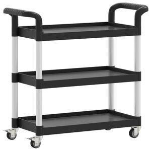 vidaXL Carrito de 3 niveles aluminio negro 77x34x72 cm
