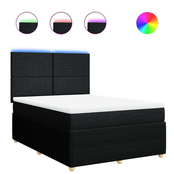 vidaXL Cama box spring con colch&oacute;n tela negro 140x200 cm