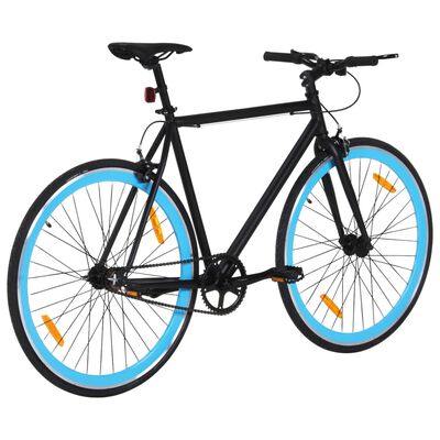 vidaXL Bicicleta de piñón fijo negro y azul 700c 55 cm