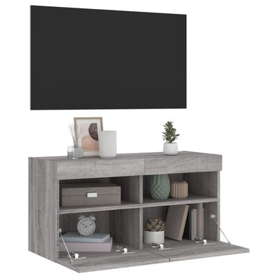 vidaXL Mueble de TV de pared con luces LED gris Sonoma 80x30x40 cm