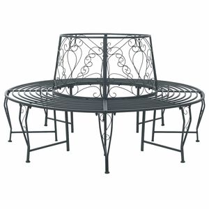 vidaXL Banco de &Aacute;rbol 8 -plazas &Oslash; 160 x 89 cm steel Gris Plateado