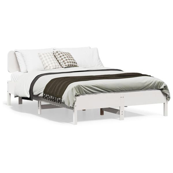 vidaXL Estructura de cama sin colch&oacute;n madera de pino blanca 140x190 cm
