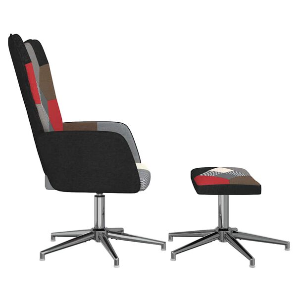 vidaXL Silla de relax con taburete tela patchwork