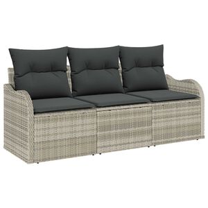 vidaXL Conjunto de sof&aacute; de jard&iacute;n 3 pcs Gris Claro Polirat&aacute;n