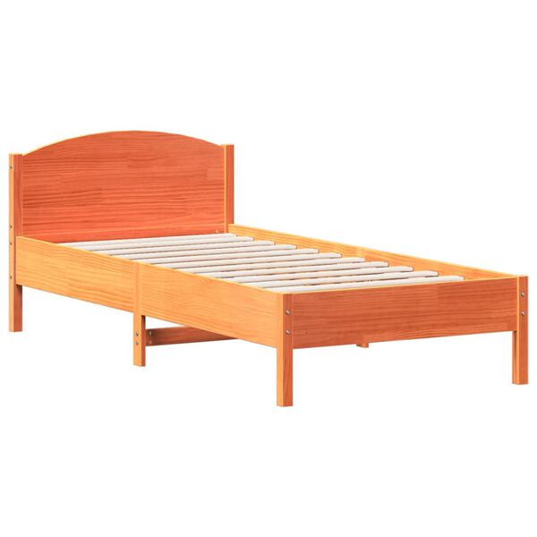 vidaXL Cama sin colch&oacute;n madera maciza de pino marr&oacute;n cera 100x200 cm