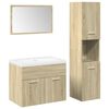 vidaXL Juego de muebles de ba&ntilde;o 4 pzas contrachapada roble Sonoma