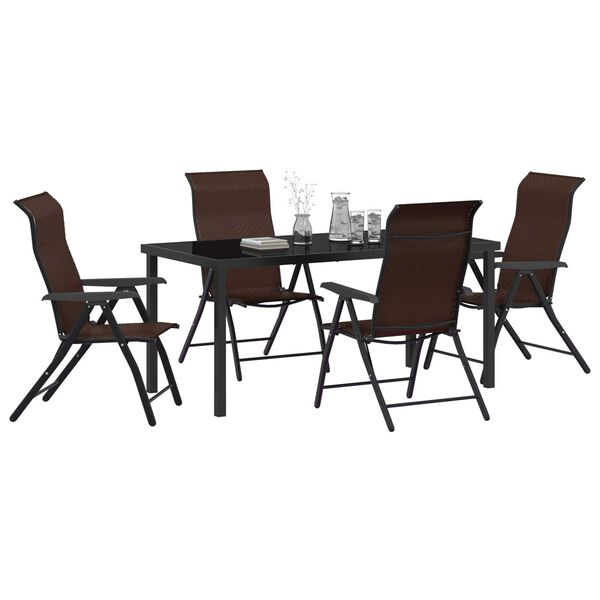 vidaXL Conjunto de Comedor de Jard&iacute;n 5 pcs Marr&oacute;n