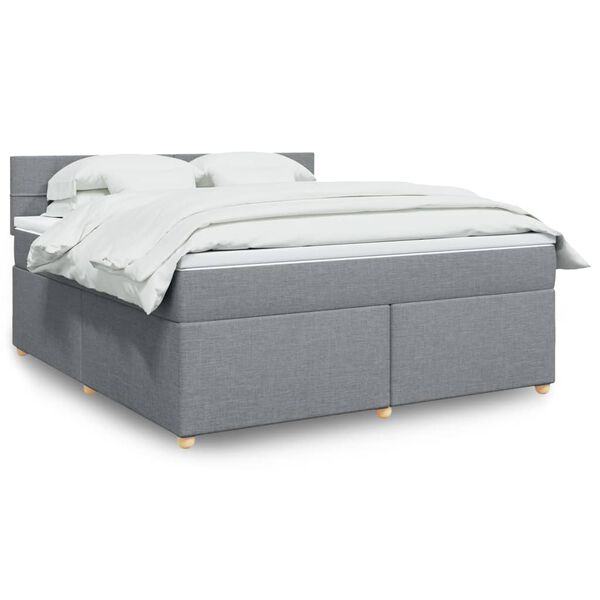 vidaXL Cama box spring con colch&oacute;n tela gris claro 180x200 cm