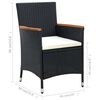 vidaXL Juego de comedor de jard&iacute;n 5 piezas con cojines rat&aacute;n PE negro