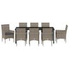 vidaXL Conjunto de Comedor de Jard&iacute;n 9 pcs Gris rat&aacute;n sint&eacute;tico