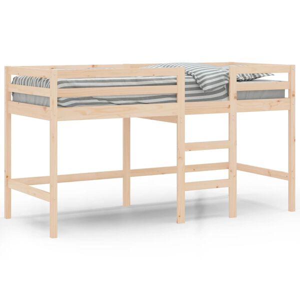 vidaXL Cama alta de ni&ntilde;os con escalera madera maciza pino 90x190 cm