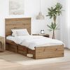 vidaXL Estructura de cama con cabecera Roble Artesanal 90 x 190 cm