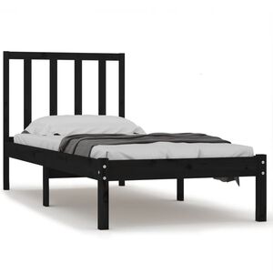 vidaXL Estructura de cama madera maciza de pino negro 75x190 cm