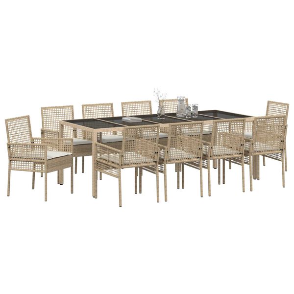 vidaXL Conjunto de Comedor de Jard&iacute;n 11 pcs Beige rat&aacute;n sint&eacute;tico