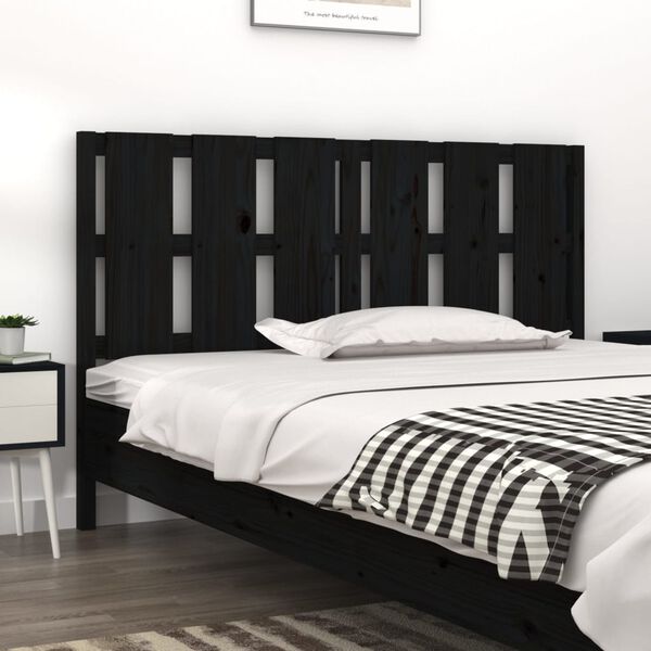 vidaXL Cabecero de cama madera maciza de pino negro 155,5x4x100 cm