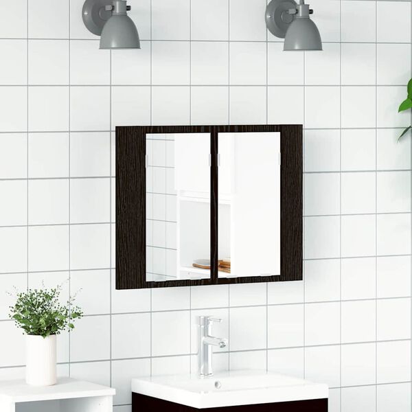 vidaXL Armario con espejo de ba&ntilde;o Roble Negro 60 x 12 x 45 cm
