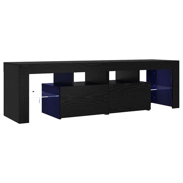 vidaXL Mueble de TV con luces LED roble negro 140x36,5x40 cm