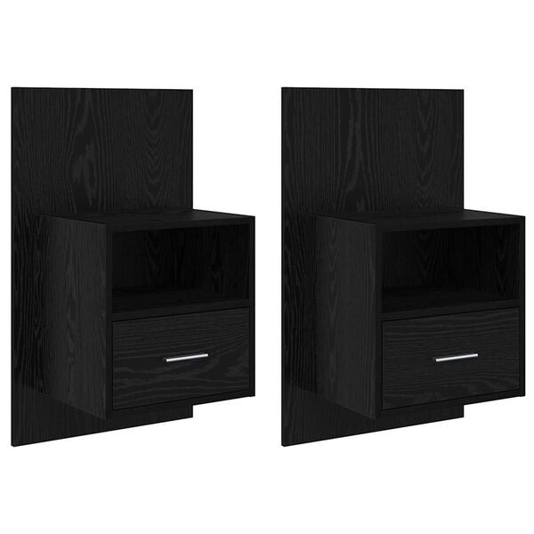 vidaXL Armario de Noche con caj&oacute;n 2 pcs Roble Negro 50 x 32.5 x 80cm