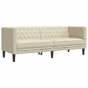 vidaXL Sof&aacute; Chesterfield de 3 plazas cuero artificial blanco crema