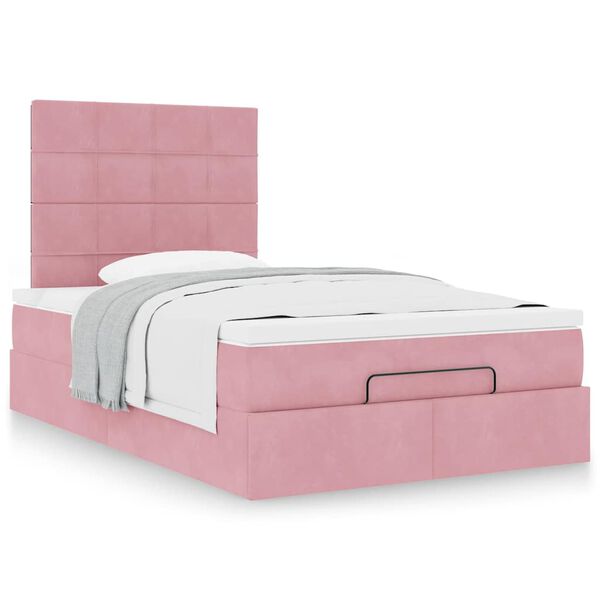 vidaXL Estructura de cama otomana colchones terciopelo rosa 120x200cm