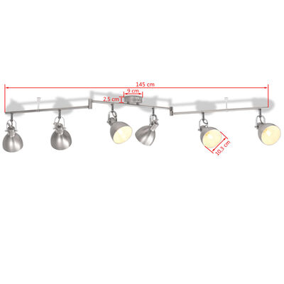 vidaXL Lámpara de techo para 6 bombillas E14 gris
