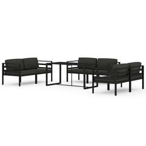 vidaXL Set muebles de jard&iacute;n 7 pzas y cojines aluminio gris antracita