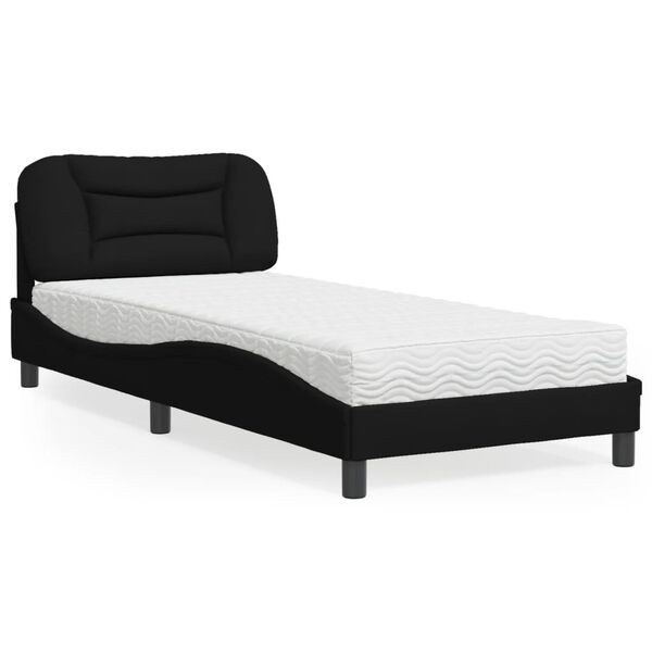 vidaXL Cama con colch&oacute;n Hvar tela negro 90x190 cm