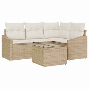 vidaXL Conjunto de sof&aacute;s de jard&iacute;n 5 uds. Beige y Crema