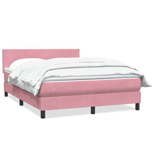 vidaXL Cama box spring con colch&oacute;n terciopelo rosa 140x210 cm