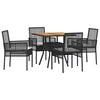 vidaXL Conjunto de Comedor de Jard&iacute;n 5 pcs Negro rat&aacute;n sint&eacute;tico