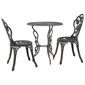 vidaXL Mesa y sillas bistr&oacute; de jard&iacute;n 3 piezas aluminio fundido