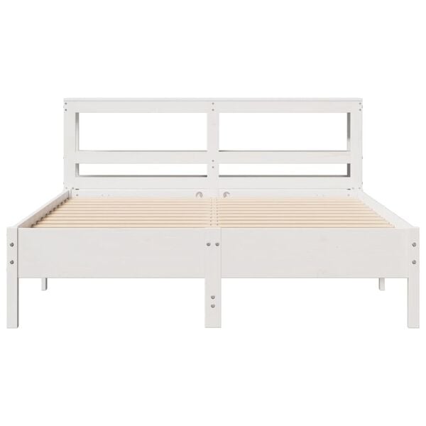 vidaXL Estructura de cama sin colch&oacute;n madera de pino blanca 140x200 cm