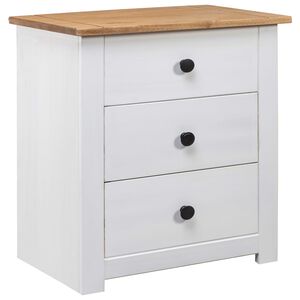 vidaXL Mesita de noche madera maciza pino Panam&aacute; blanco 46x40x57 cm