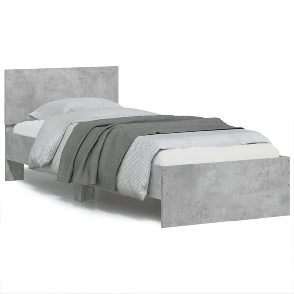 vidaXL Cama con cabecero madera de ingenier&iacute;a gris hormig&oacute;n 90x200 cm