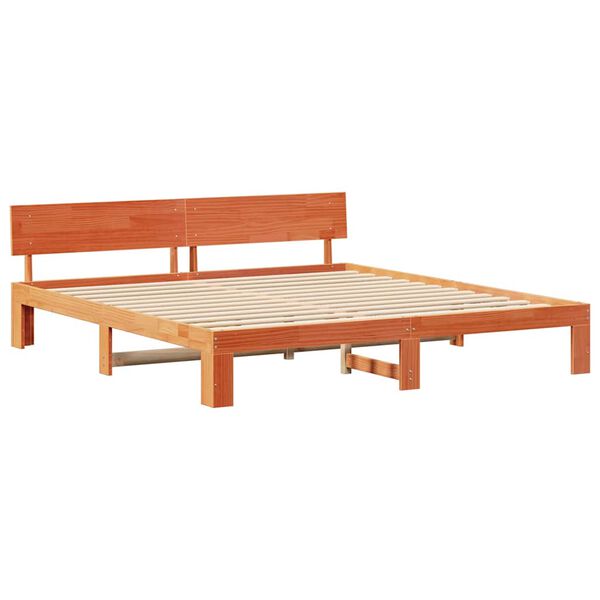 vidaXL Estructura de cama con cabecera Marr&oacute;n cera 180 x 200 cm