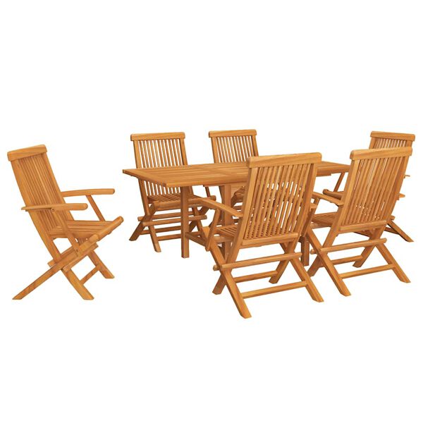 vidaXL Juego de comedor para jard&iacute;n 7 piezas madera maciza teca