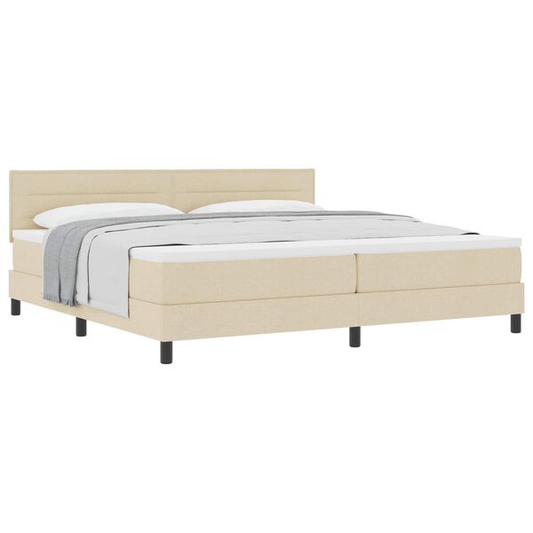 vidaXL Cama tipo Box Spring con colch&oacute;n Crema 200 x 200 cm tela