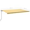 vidaXL Toldo autom&aacute;tico LED sensor de viento amarillo blanco 500x350cm