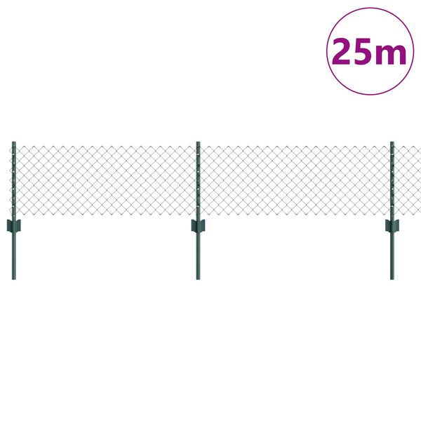 vidaXL Valla con Poste Verde 0,4 x 25 m Acero y PVC