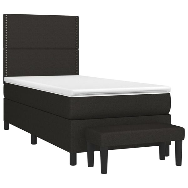 vidaXL Cama box spring con colch&oacute;n tela negro 90x190 cm