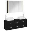 vidaXL Juego de muebles de ba&ntilde;o 4 uds. Roble Negro