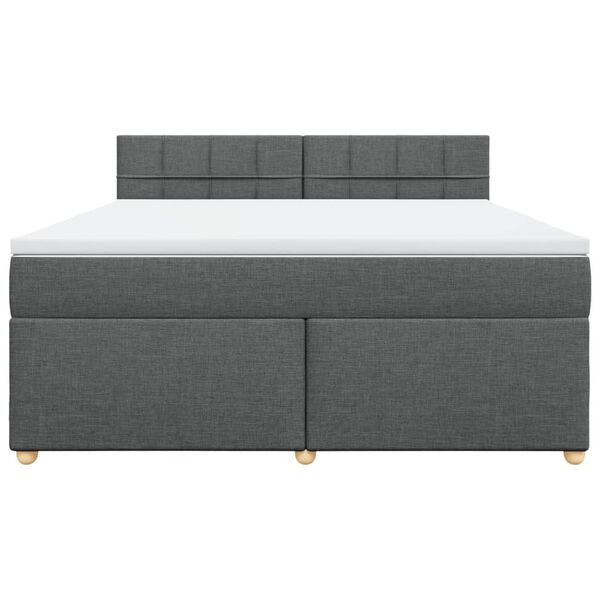 vidaXL Cama box spring con colch&oacute;n tela gris oscuro 180x200 cm