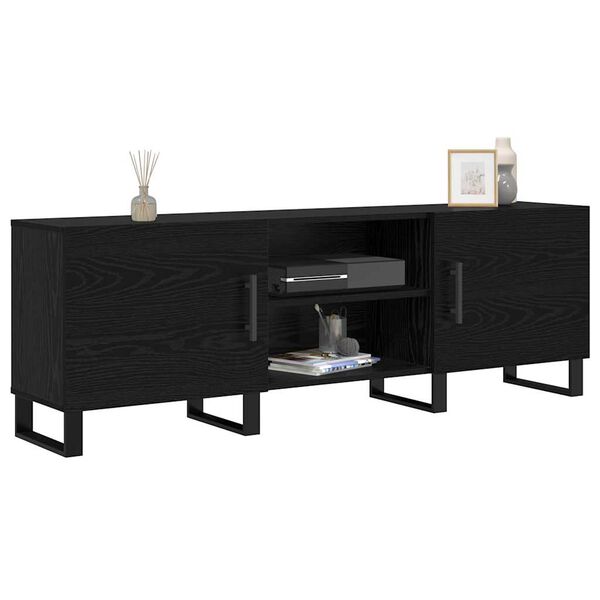 vidaXL Gabinete de TV Roble Negro 150 x 30 x 50 cm