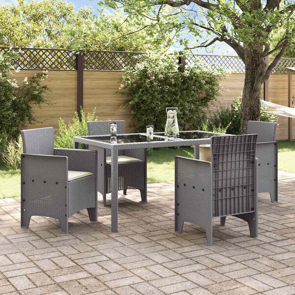 vidaXL Silla de Jard&iacute;n 4 pcs Gris Claro 53 x 49 x 85 cm Polipropileno