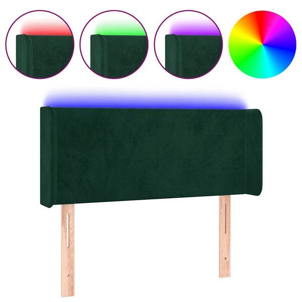 vidaXL Cabecero con LED de terciopelo verde oscuro 83x16x78/88 cm