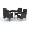 vidaXL Juego de comedor de jard&iacute;n 5 piezas con cojines negro