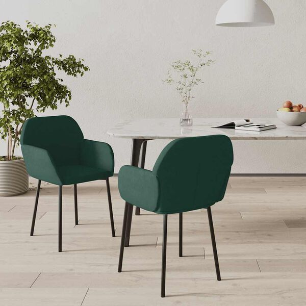 vidaXL Sillas de comedor 2 unidades terciopelo verde oscuro