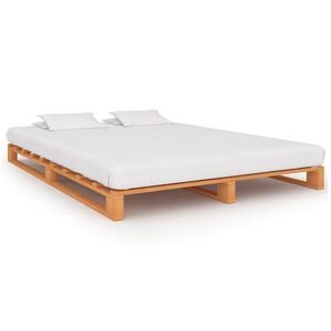 vidaXL Marco cama palets sin colch&oacute;n madera maciza marr&oacute;n 120x200 cm