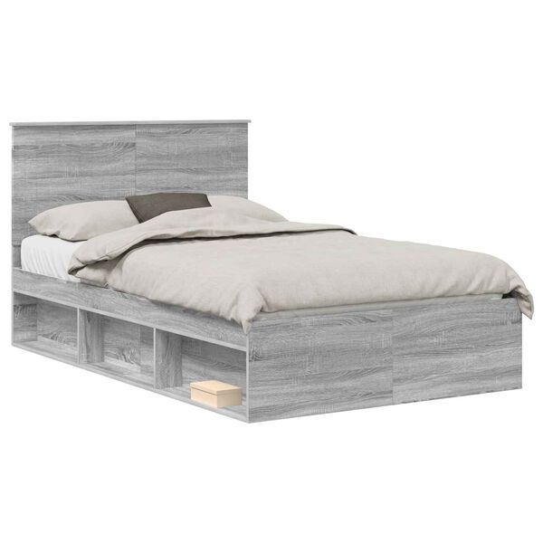 vidaXL Estructura de cama con cabecera Gris Sonoma 120 x 200 cm